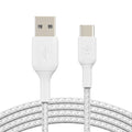 Belkin Belkin BoostCharge Braided USB-C to USB-A Cable (1M) - White (CAB002bt1MWH), 3A/15W, 480Mbps, 30K+ Bends, Apple, USB-I