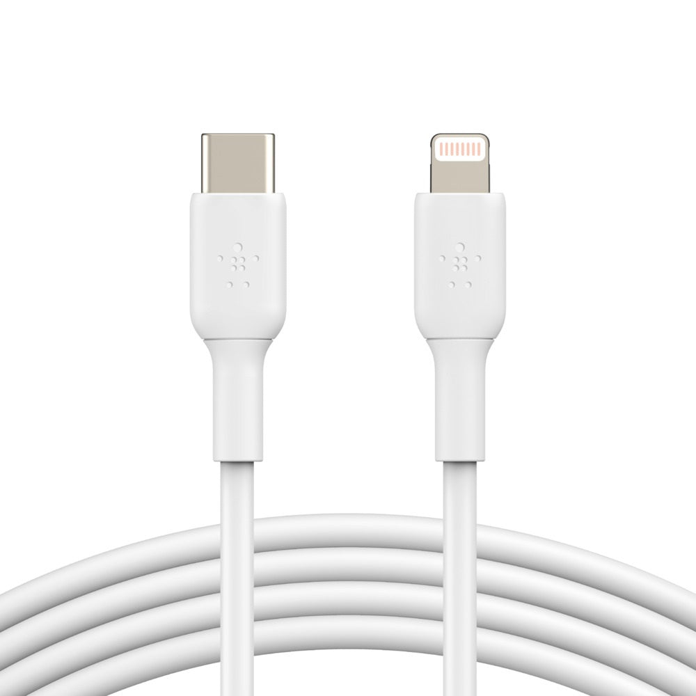 Belkin Belkin BoostCharge Lightning to USB-C Cable (1M) - White (CAA003bt1MWH), 3A/18W,480Mbps,25K+ Bends, Apple iPhone/iPad,