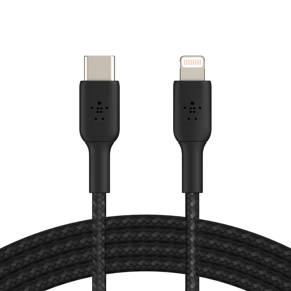 Belkin Belkin BoostCharge Braided Lightning to USB-C Cable (2M) - Black (CAA004bt2MBK), 3A/18W, 480Mbps, 30K+ Bends, Apple, M