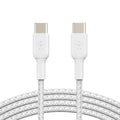 Belkin Belkin BoostCharge Braided USB-C to USB-C Cable (1M) - White (CAB004bt1MWH), 3A/60W, 480Mbps, 30K+ Bends, Apple, USB-I