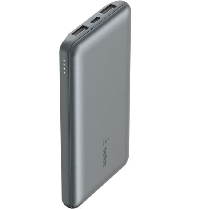 Belkin Belkin BoostCharge 10k mAh Power Bank (Triple-Port) + USB-C to USB-A Cable - Space Grey (BPB011btGY), 2xUSB-A (12W), 1