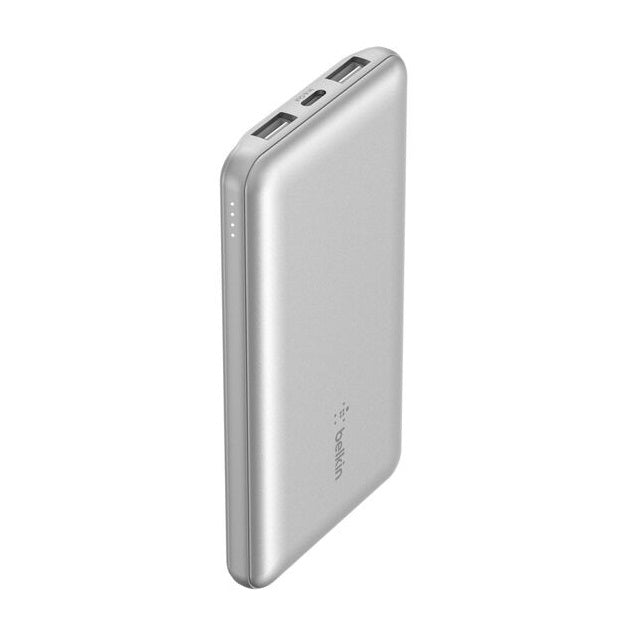 Belkin Belkin BoostCharge CCC-Certified 10k mAh Power Bank (Triple-Port) + USB-C  to USB-A Cable - Silver (BPB011btSL), 2x US