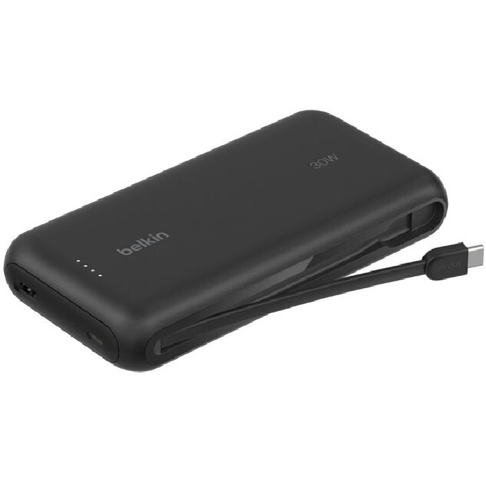 Belkin Belkin BoostCharge 20K mAh Power Bank With Integrated USB-C Cable - Black (BPB024FQBK), 30W, 2xUSB-C, 1x USB-A, CEW $2