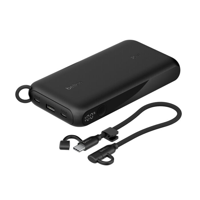 Belkin Belkin BoostCharge 20K mAh Power Bank with Display + USB-C to USB-C Cable 60W (15CM) - Black (BPB028fqBK), 20W, 2x USB