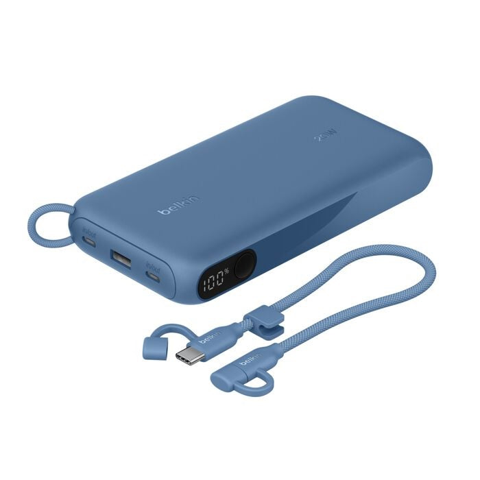 Belkin Belkin BoostCharge 20K mAh Power Bank with Display + USB-C to USB-C Cable 60W (15CM) - Blue (BPB028fqBL), 20W, 2x USB-