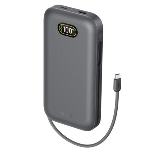 Belkin UltraCharge Pro Laptop Power Bank 27K with140W Integrated USB-C Cable(30cm) - Charcoal(BPB040fqCH),2xUSB-C,1xUSB-A,$2,500 CEW, 2 Years Warranty