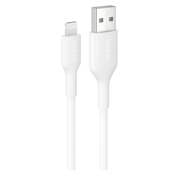 Belkin Belkin BoostCharge Lightning to USB-A Cable (1M) - White (CAA019fq1MWH), 2.4A/15W, 480Mbps, 300K+ Bends, Apple iPhone,