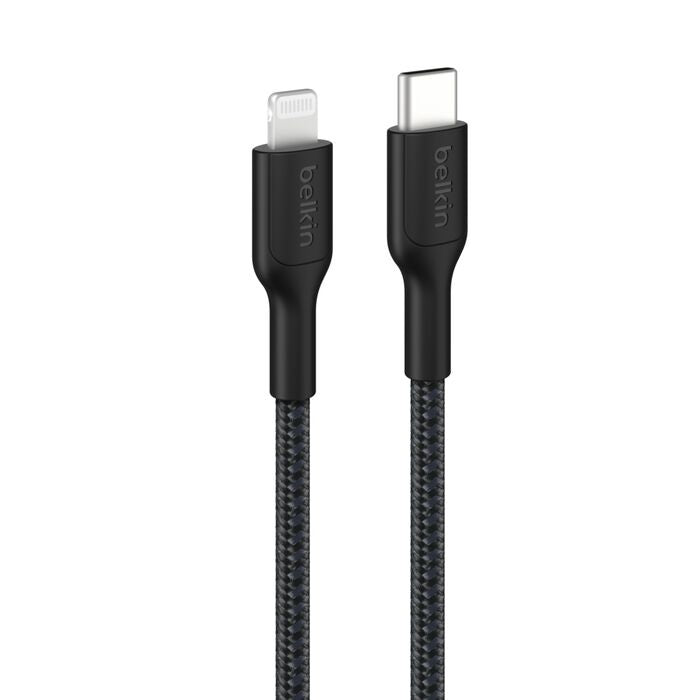 Belkin Belkin Boostcharge Pro Braided Lightning to USB-C Cable (2M) - Black (CAA022FQ2MBK),3A/15W, 480Mbps,350K+ Bends,Apple,