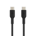 Belkin Belkin BoostCharge Braided USB-C to USB-C Cable (0.15M) - Black (CAB004bt0MBK), 3A/60W, 480Mbps, 30K+ Bends, Apple, US
