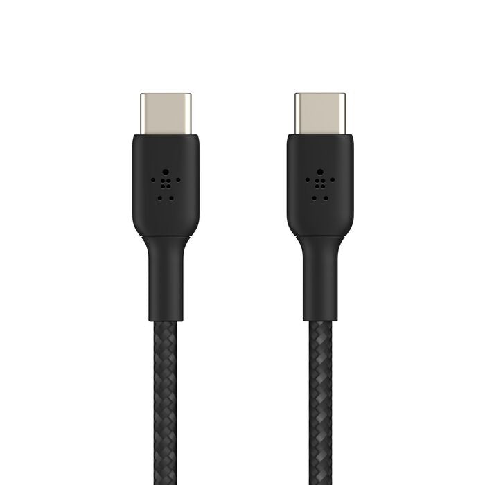 Belkin Belkin BoostCharge Braided USB-C to USB-C Cable (0.15M) - Black (CAB004bt0MBK), 3A/60W, 480Mbps, 30K+ Bends, Apple, US