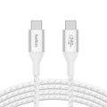 Belkin Belkin BoostCharge Braided USB-C to USB-C PD 3.1 Cable (2M) - White (CAB015bt2MWH), 5A/240W, 480Mbps, 30K+ Bends, Appl