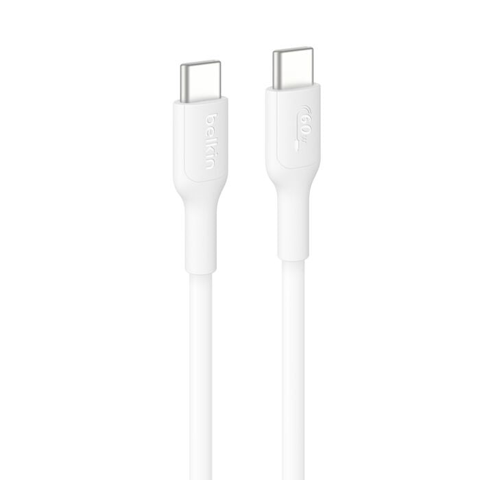 Belkin Belkin BoostCharge USB-C to USB-C Cable (1M) - White (CAB023fq1MWH), 3A/60W, 480Mbps, 300K+ Bends, Apple, Samsung, USB