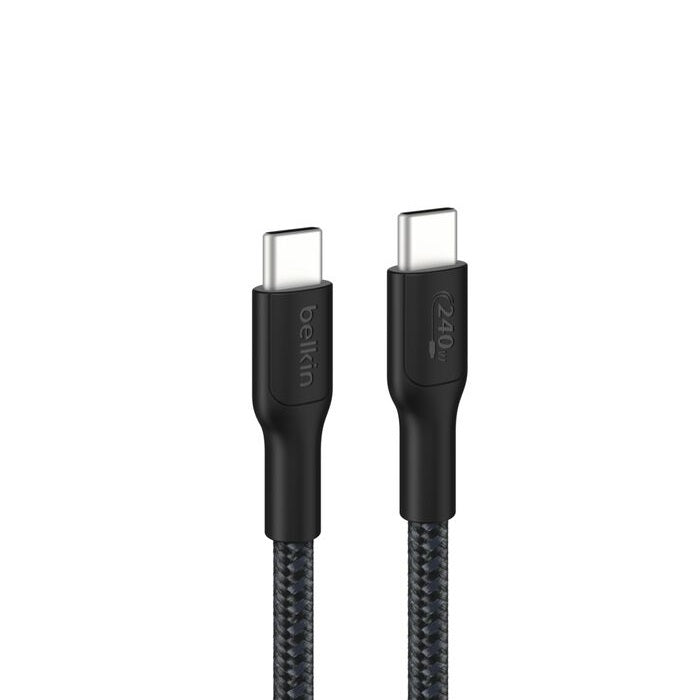 Belkin Belkin BoostCharge Pro Braided USB-C to USB-C Cable (3M) - Black (CAB025fq3MBK), 5A/240W, 480Mbps, 350K+ Bend, USB-IF 