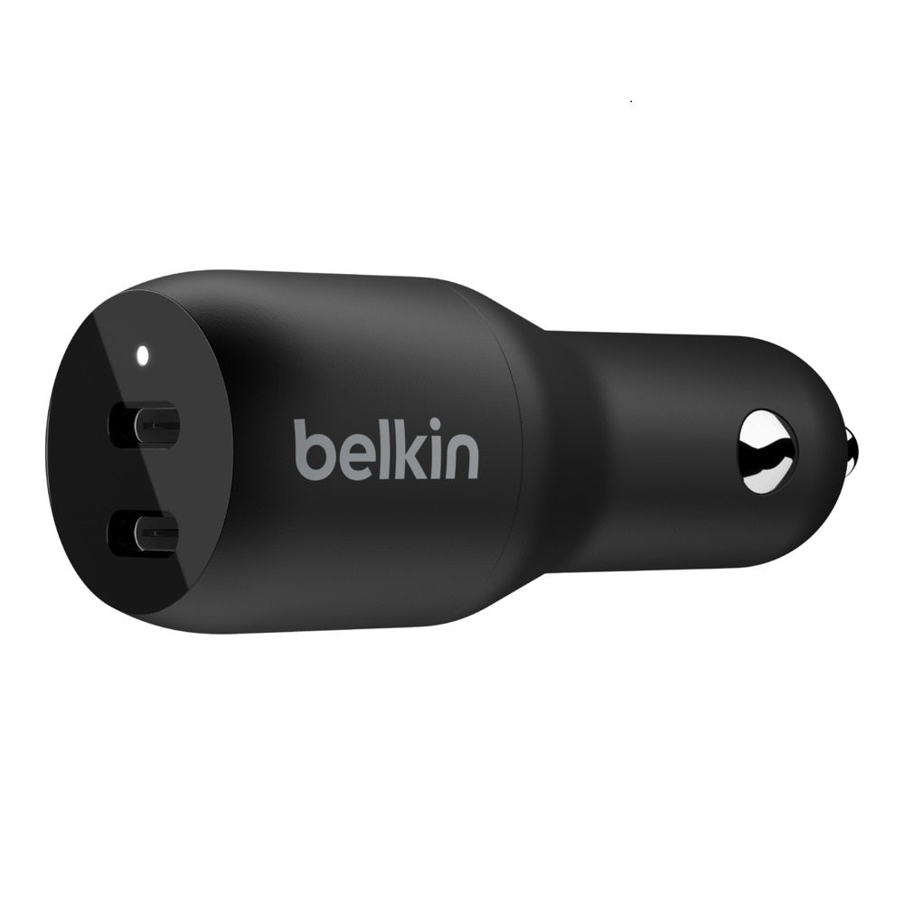 Belkin Belkin BoostCharge 36W Dual USB-C Car Charger - Black (CCB002btBK), 2xUSB-C (18W), Safe  Optimized, Apple iPhone, CEW 