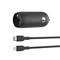 Belkin Belkin BoostCharge 30W USB-C PD Car Charger + Lightning to USB-C Cable (1M) - Black (CCA004bt1MBK-B5), USB-IF Certifie