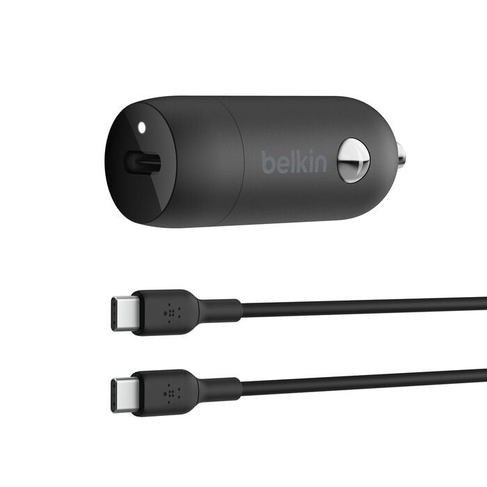 Belkin Belkin BoostCharge 30W USB-C Car Charger + USB-C to USB-C Cable - Black(CCA004bt1MBK-B6) , USB-IF Certified, Apple iPh