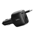 Belkin Belkin BoostCharge 75W Retractable Car Charger - Black (CCC001fqBK), Fast Charge, Retractable Cable (75CM), 1x USB-A, 