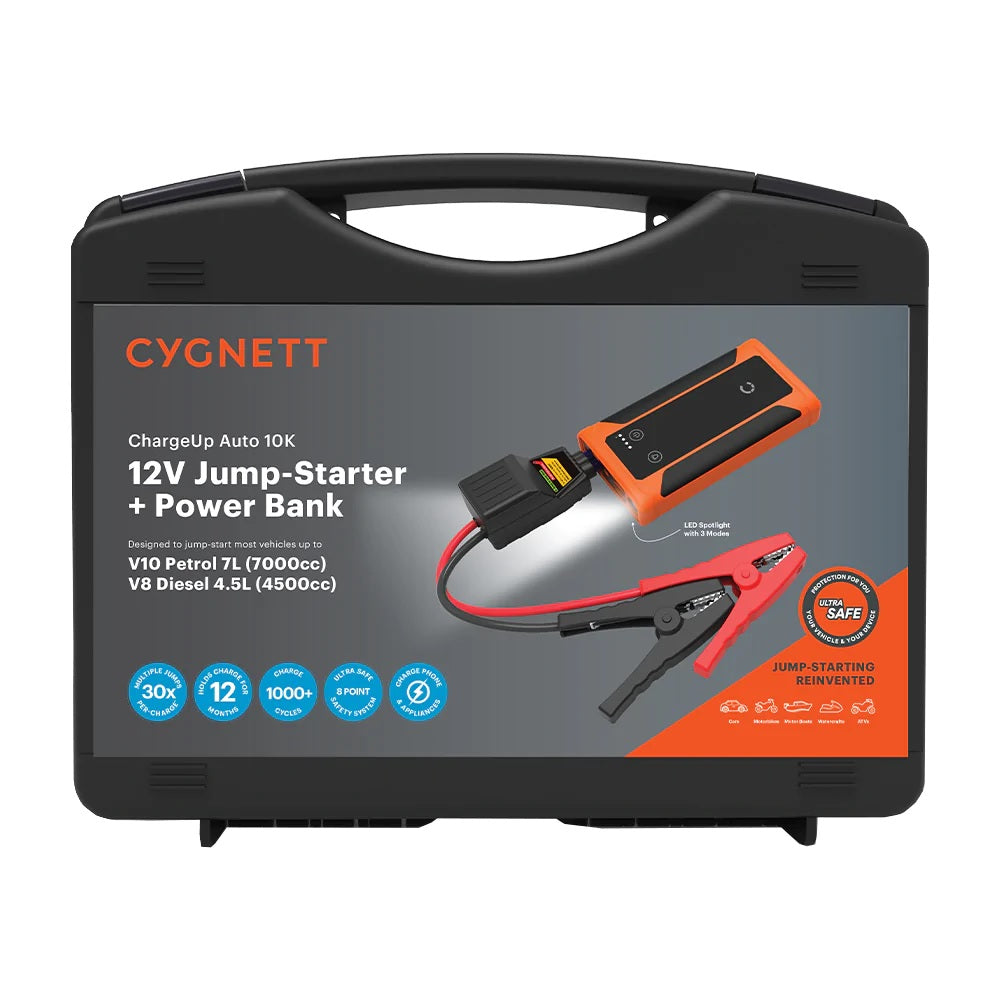 Cygnett Cygnett ChargeUp Auto 10K mAh Jump-Starter  Power Pack-Orange(CY3577CHAUT),Vehicle Jump Starter Up to V10 Petrol 7L V