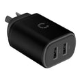 Cygnett Cygnett PowerPlus 12W Dual Port Wall Charger - Black (CY3672PDWLCH), 2x USB-A (12W), Lightweight  Compact Design, Cha