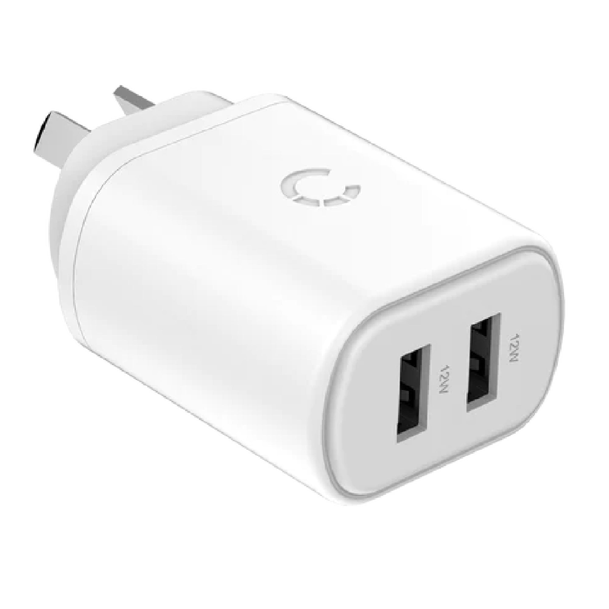 Cygnett Cygnett PowerPlus 12W Dual Port Wall Charger - White (CY3671PDWLCH), 2x USB-A (12W), Lightweight  Compact Design, Cha