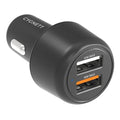 Cygnett Cygnett CarPower 30W Dual Port Car Charger - Black (CY3680CYCCH), 2xUSB-A(12W  18W QC 3.0), 3.6x faster than standard