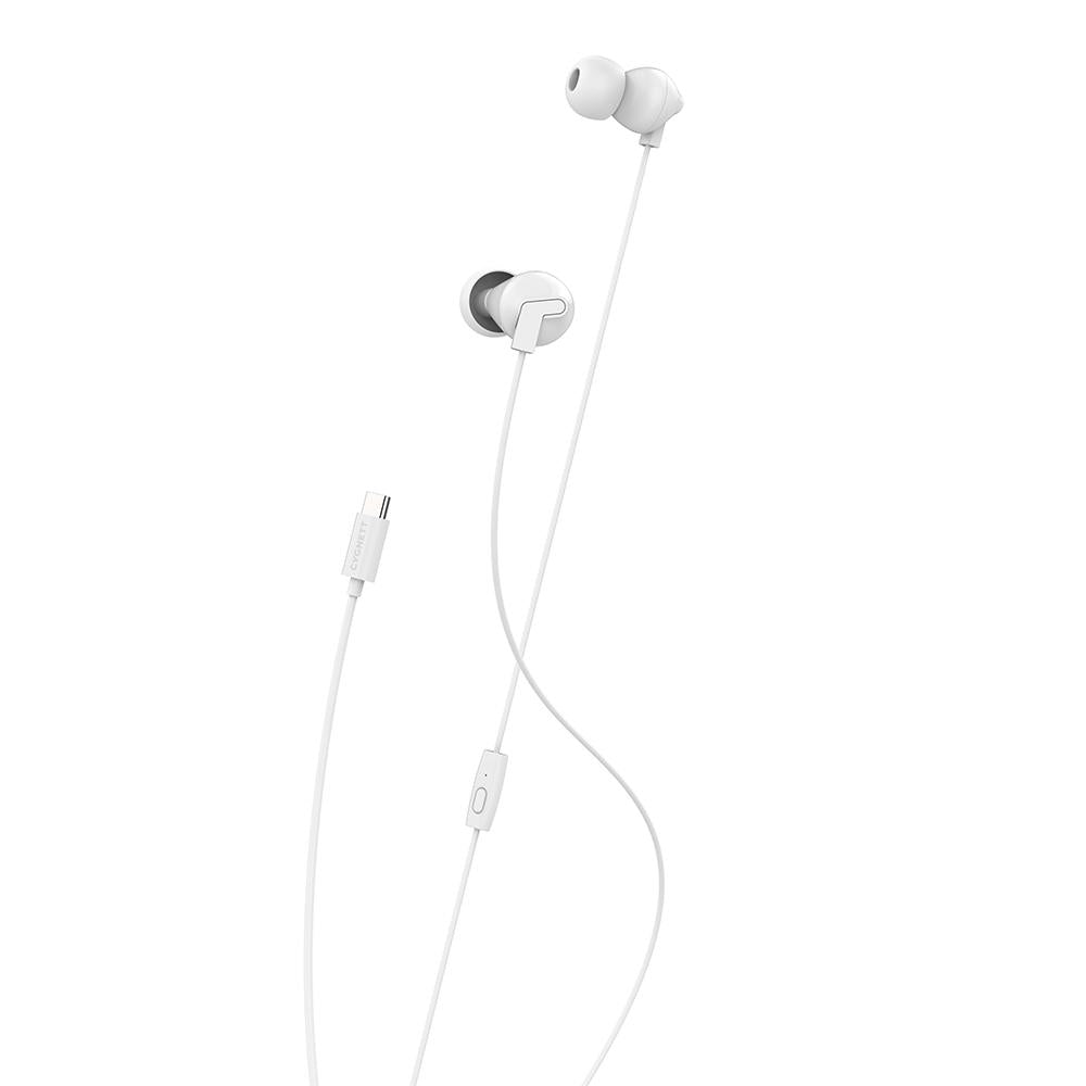 Cygnett Cygnett Essentials USB-C Earphones - White (CY2868HEUSB),Built-in Microphone for Phone Calls, Control at Your Fingert