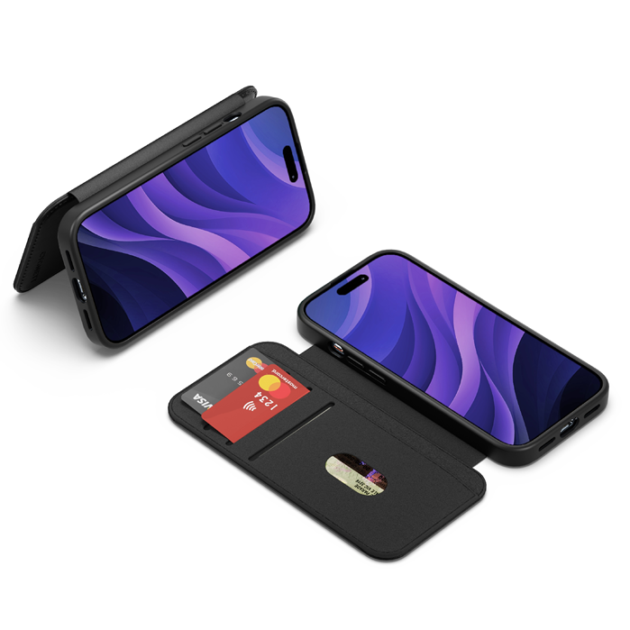 Cygnett Cygnett MagWallet Apple iPhone 16 (6.1") Case - Black (CY5020MAGWT), 360° Protection,Multi-Angle,3x Card Slots, MagSa