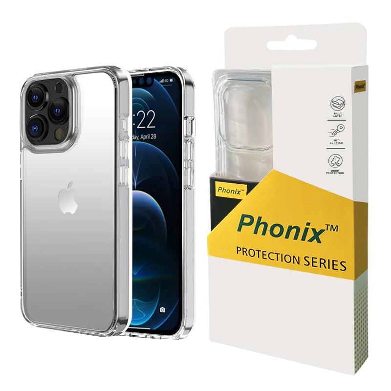 Phonix Apple iPhone 13 Pro Clear Rock Shockproof Case - Ultra-thin, Lightweight, Non-slip, Crystal Clear, Strong  Durable, 10 Years Warranty