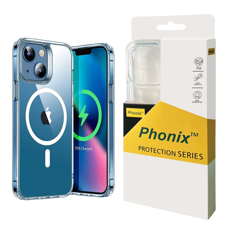 Phonix Apple iPhone 13 Pro Clear Rock Shockproof Case With MagSafe - Ultra-thin, Lightweight, Non-slip, Crystal Clear, 10 Years Warranty