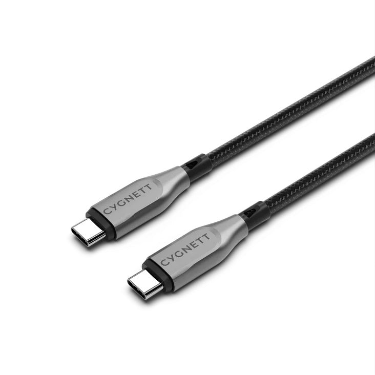 Cygnett Cygnett Armoured Braided USB-C to USB-C (2.0) Cable (3M) - Black (CY4678PCTYC), 5A/100W, 480Mbps, Turbo Charge, Best 