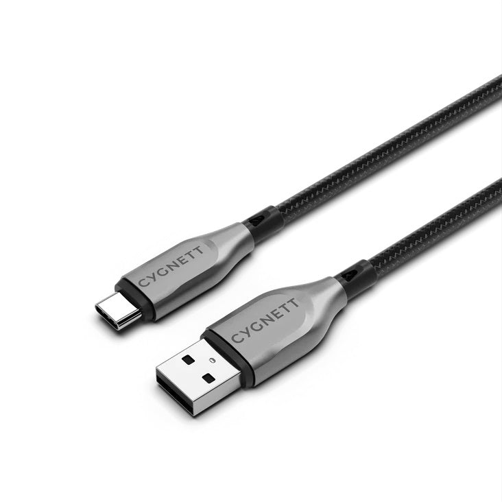 Cygnett Cygnett Armoured Braided USB-C to USB-A (2.0) Cable (0.5M) - Black (CY4680PCUSA), 3A/60W, 480Mbps, Turbo Charge, Best
