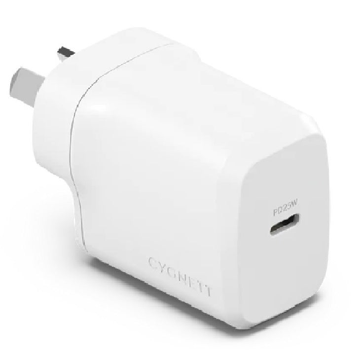 Cygnett Cygnett PowerPlus 25W USB-C PD Fast Wall Charger - White (CY4734PDWCH), Portable,Best for iPhone,Samsung's PPS  USB-C