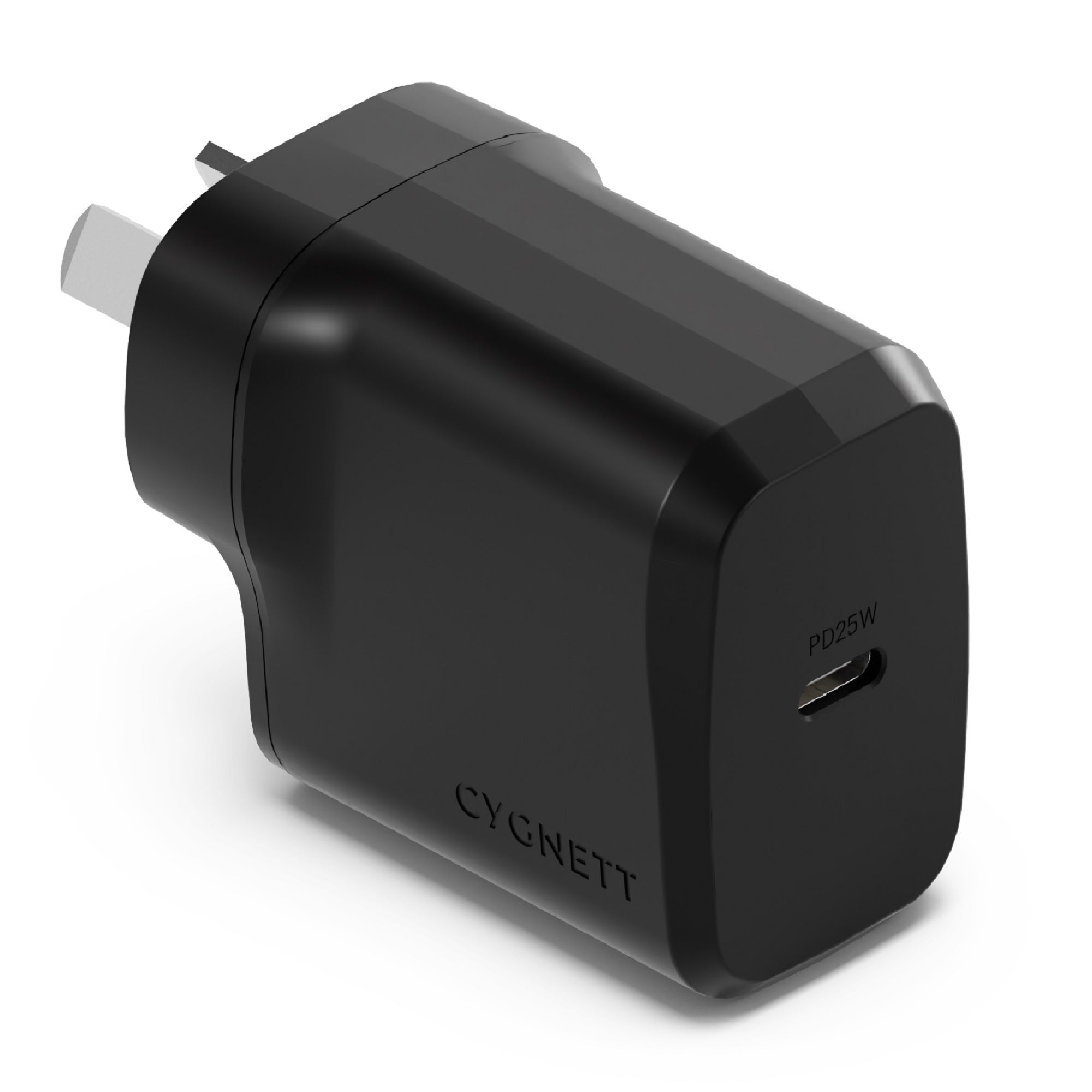 Cygnett Cygnett PowerPlus 25W USB-C PD Fast Wall Charger-Black(CY4735PDWCH), Palm-Size,Portable,Best for iPhone,Samsung's PPS