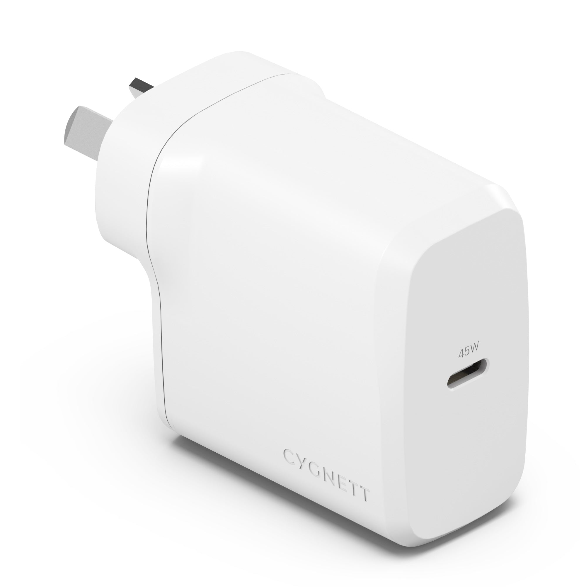 Cygnett Cygnett PowerPlus 45W USB-C PD GaN Fast Wall Charger -White(CY4738PDWCH),Portable,Best for iPhone,Samsung's PPS  USB-