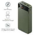 Cygnett Cygnett ChargeUp Boost 4th Gen 20K mAh Power Bank- Green(CY4750PBCHE)Triple Port(Dual USB-A 15W+1xUSB-C 15W),15cm USB
