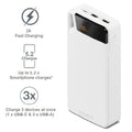 Cygnett Cygnett ChargeUp Boost 4th Gen 20K mAh Power Bank- White(CY4752PBCHE)Triple Port(Dual USB-A 15W+1xUSB-C 15W),15cm USB