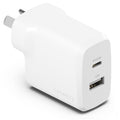 Cygnett Cygnett PowerPlus 32W Dual Port (20W USB-C + 12W USB-A) PD Fast Wall Charger-White(CY4772PDWCH),Palm-Size,Portable,Ch