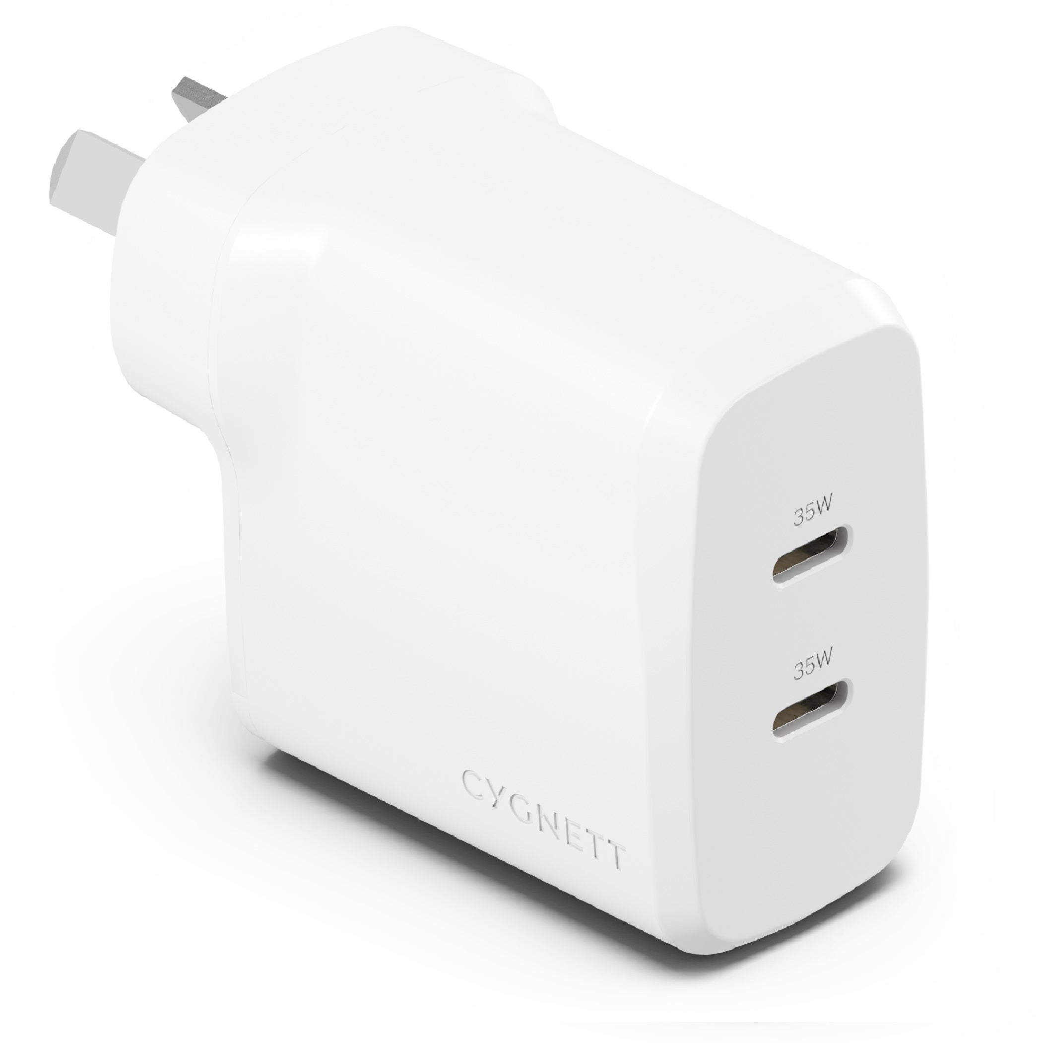 Cygnett Cygnett PowerPlus 35W Dual Port USB-C PD Fast Wall Charger -White(CY4774PDWCH),2xUSB-C(35W), Best for iPhone,Samsung'