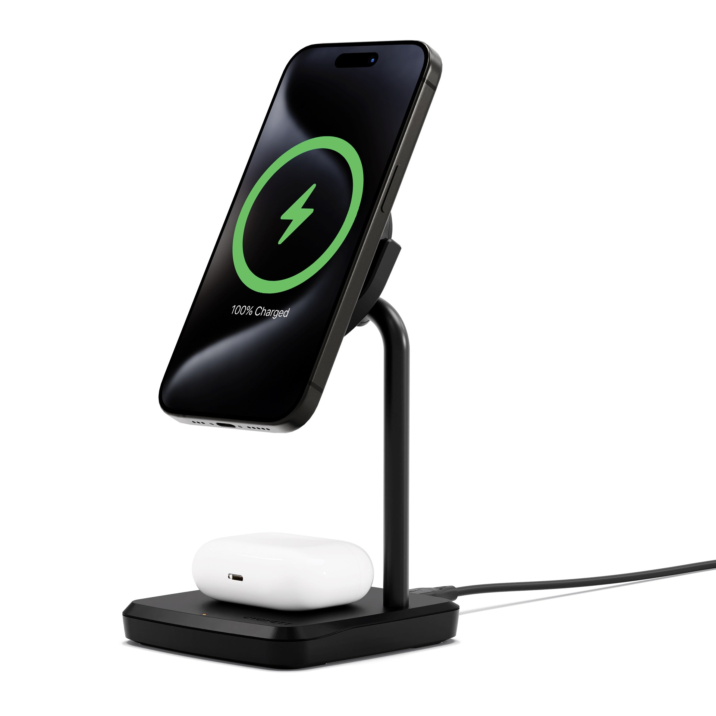 Cygnett Cygnett ChargeBase Qi2 2-in-1 Magnetic 15W Wireless Charger - Black (CY5067BUNCP),1.2M USB-C Cable,25W Wall Charger,8