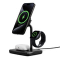 Cygnett Cygnett ChargeBase Qi2 3-in-1 Magnetic 15W Wireless Charger-Black(CY5069BUNCP),1.2M USB-C Cable,5W Watch Charger, 180