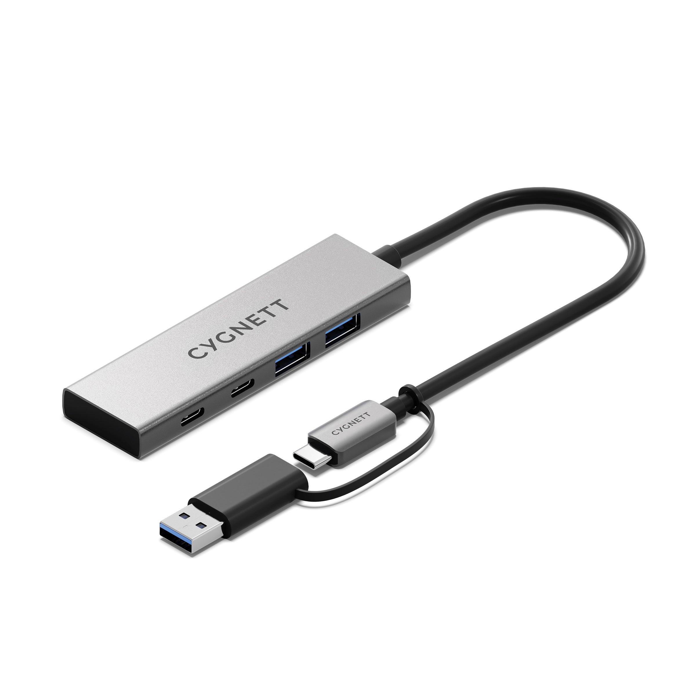 Cygnett Cygnett Unite 4-in-1 USB-C to USB-C  USB-A Hub- White (CY5389CYHUB),2x USB-C, 2x USB-A, 10Gbps Transfer, USB-C to USB