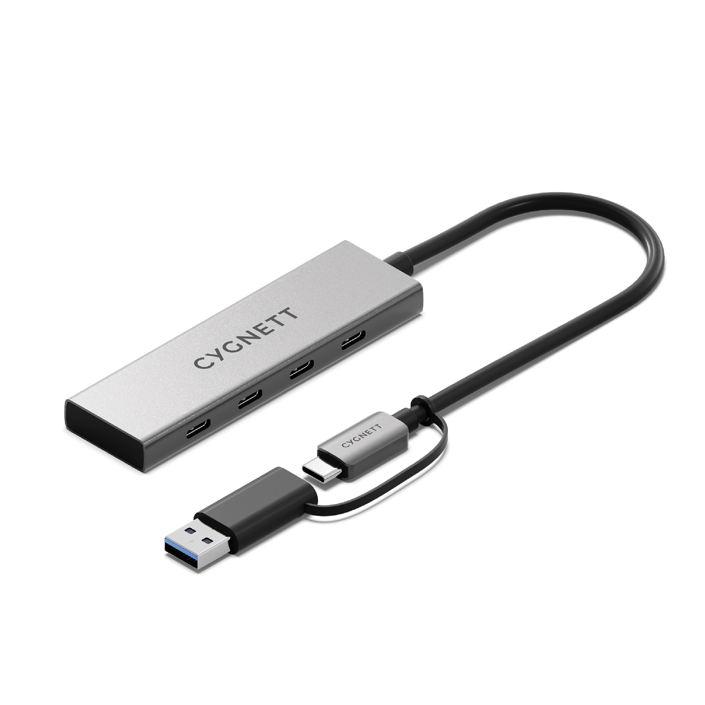 Cygnett Cygnett Unite 4-in-1 USB-C to USB-C Hub- White(CY5390CYHUB)4x USB-C Ports,10Gbps Transfer,Aluminium Outer Shell,15cm 