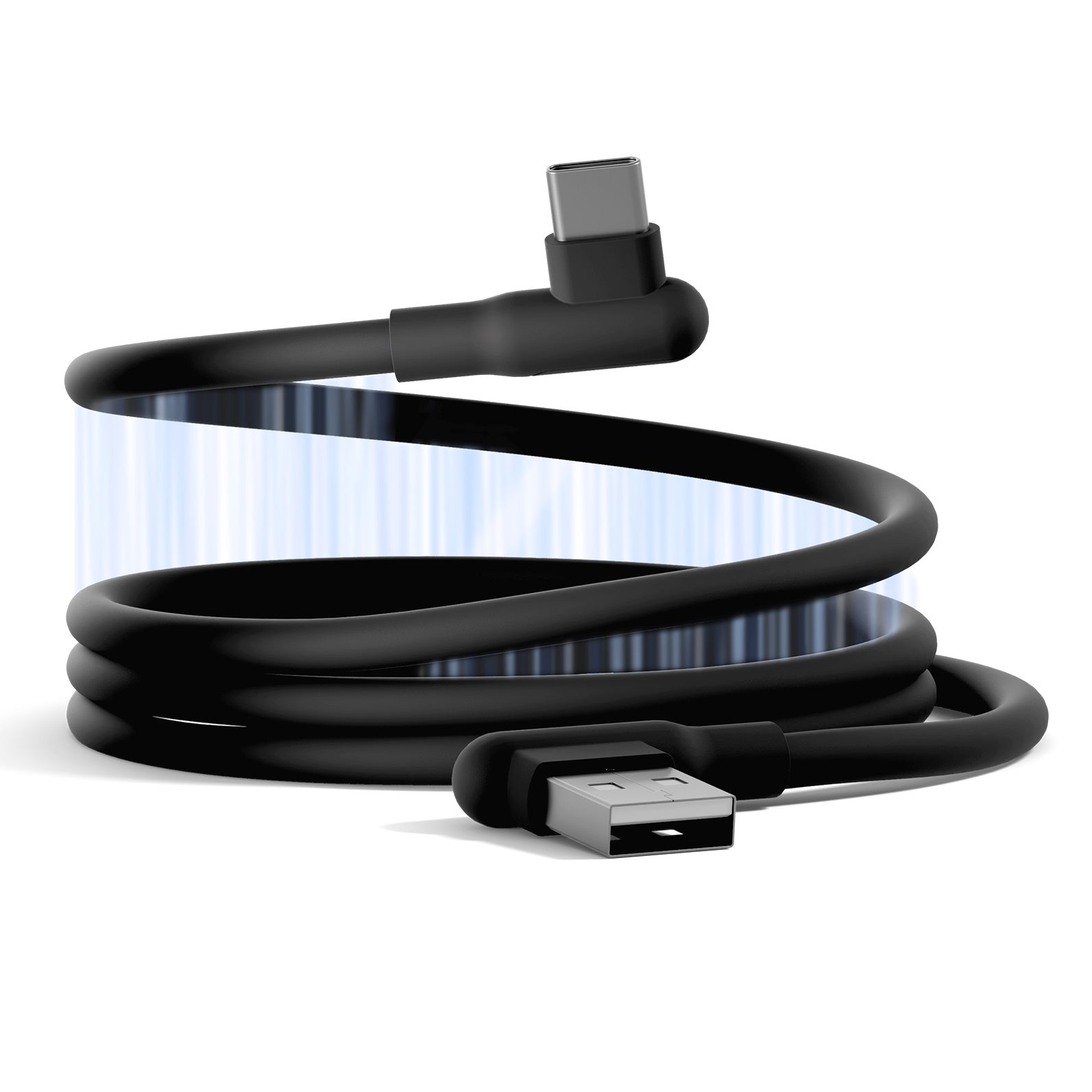 Cygnett Cygnett DriveSync Right Angled Magnetic Silicone USB-C to USB-A Cable (0.7M) - (CY5665CCACB), 3A/60W, 480Mbps, Drive 