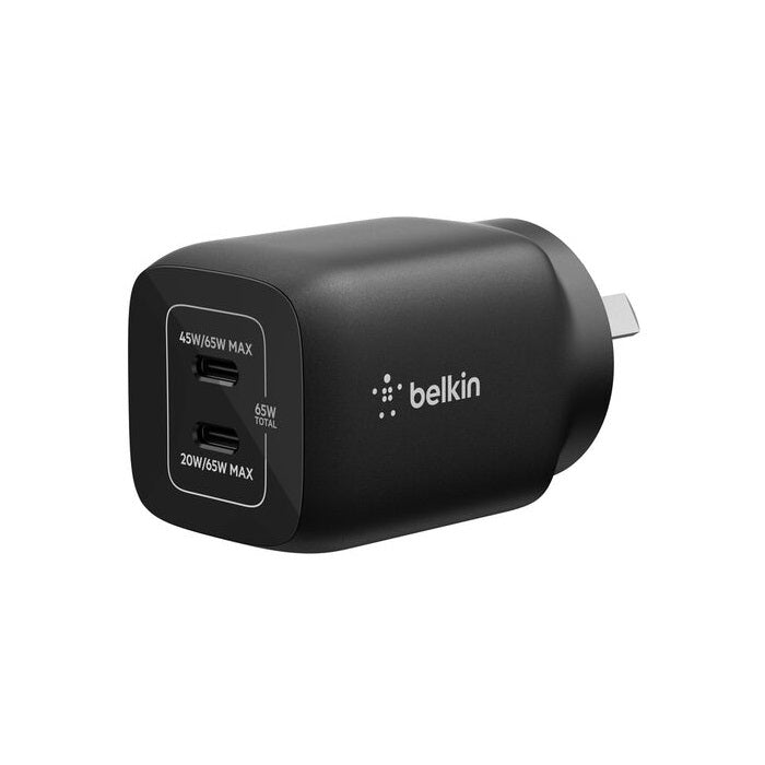 Belkin Belkin Gaming Dual USB-C Wall Charger 65W (45W + 20W) For Nintendo Switch 2 - Black (ENA007auBK), Compact, Travel-Frie