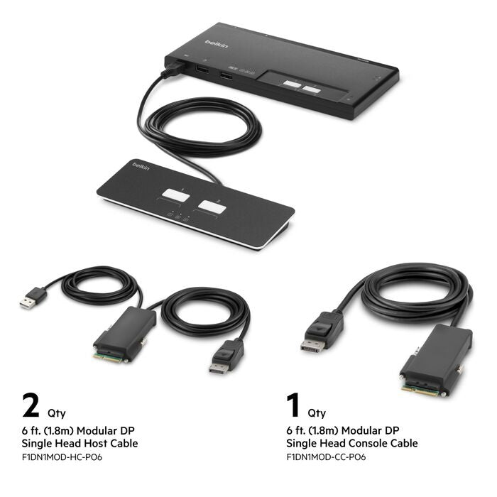 Belkin Belkin Cybersecurity and Secure KVM 2-Port Single Head DP Modular Secure KVM Switch PP4.0 W/ Remote-Black(F1DN102MOD-P
