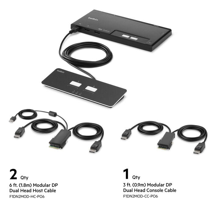 Belkin Belkin Cybersecurity and Secure KVM 2-Port Dual Head DP Modular Secure KVM Switch PP4.0 W/ Remote - Black(F1DN202MOD-P