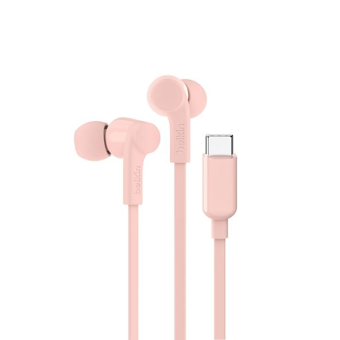 Belkin Belkin SoundForm USB-C Wired Earbuds - Pink (G3H0002fqPKV2), Adjustable Volume Limiter, IPX5-Rated, 10mm Drivers, Tang