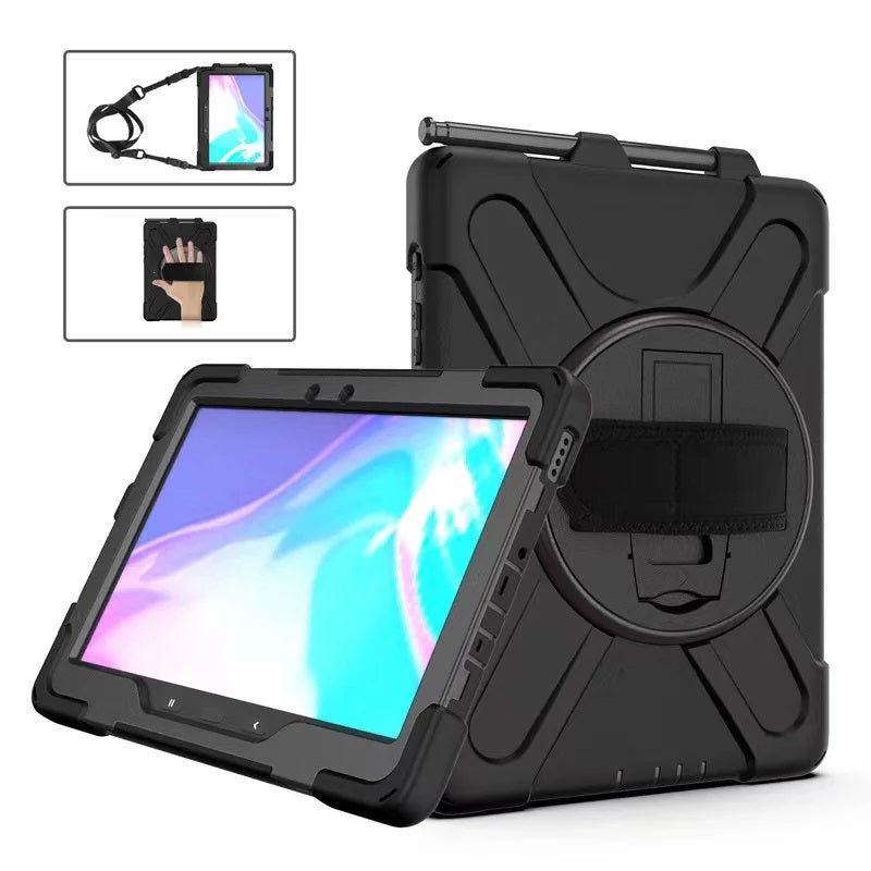 USP Rugged Samsung Galaxy Tab Active5 Pro/Tab Active4 Pro/Tab Active Pro (10.1") Case Black- Built-in-Kickstand,Hand  Shoulder Strap,3 Years Warranty