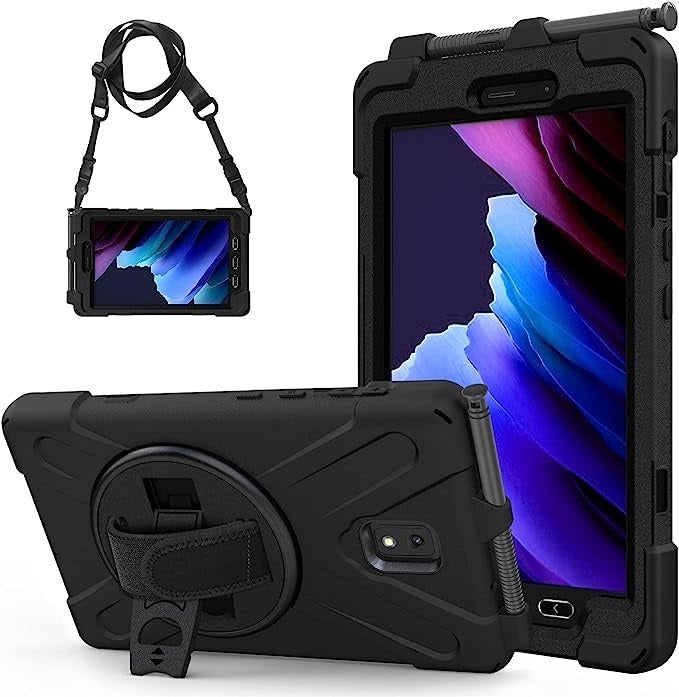 USP Rugged Samsung Galaxy Tab Active5 / Tab Active3 (8") Case Black - Built-in-Kickstand, Hand  Shoulder Strap, DropProof, 3 Years Warranty