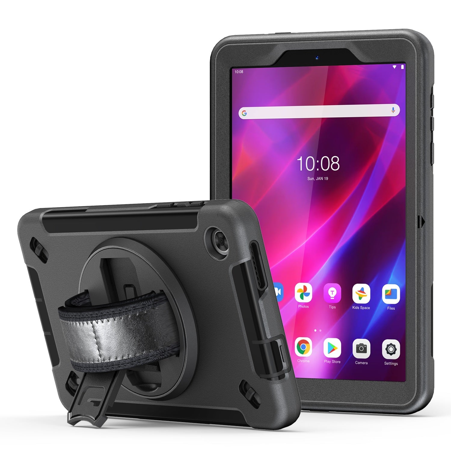 USP Rugged Lenovo Tab M8 (4th Gen) (8") (TB-300) Case Black - Built-in-Kickstand  Screen Protector, Hand  Shoulder Strap,DropProof, 3 Years Warranty